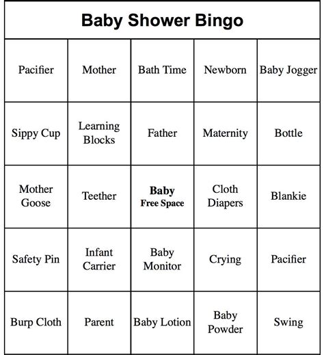 Downloadable 50 Free Printable Baby Bingo Cards Printable Templates