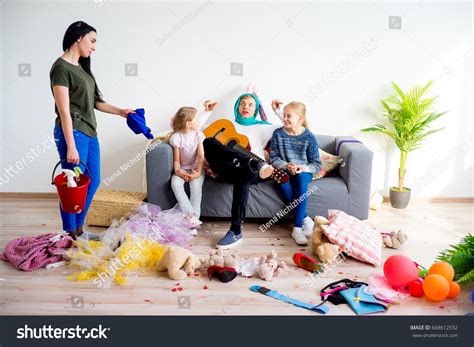 Mother Yelling On Her Romping Kids Stock Photo 668612932 Shutterstock