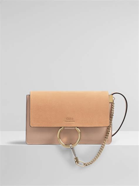 Cheap Store Buy Chloe Faye Mini Genuine Leather Pink Neutral Gold