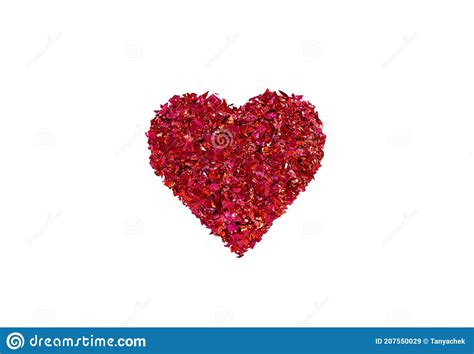 Red Heart Made Of Red Glitter On White Background Stock Image Image