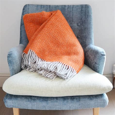 Pure Wool Pumpkin Sofa Throw By Ville Et Campagne