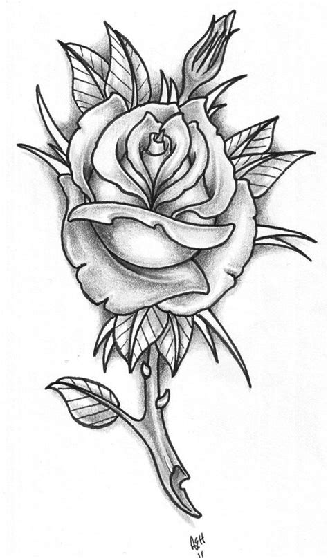 Single Rose Tattoo Stencil