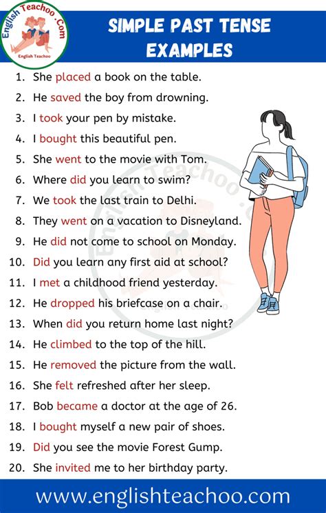 20 Examples Of Simple Past Tense Sentences Artofit