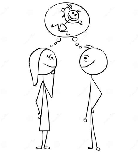 Vector Cartoon Of Man And Woman Thinking Planning Together About Stock Vector Illustration Of