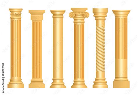Golden Antique Column Classic Roman Pillars Architectural Art