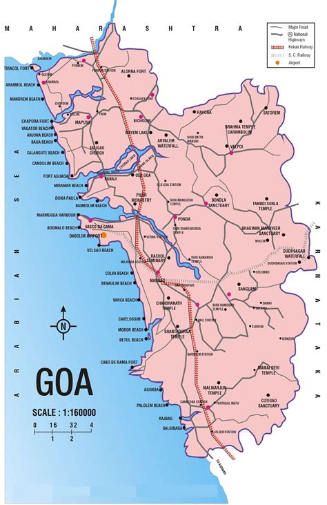 Map Goa Beaches And Other Tourists Spots Maps And Routes An