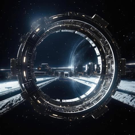Premium Ai Image A Large Circular Space Station In Space