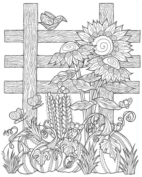 I think they make everyone happy and when sunflower season arrives, there's nothing more exciting for kids. Sunflower Pumpkin Patch Coloring Page (PDF) | FaveCrafts.com