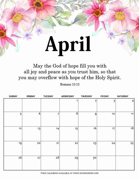 April Printable Calendars For Free Calander Printable Calendar