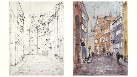 Urban Sketching Architecture How To Paint An Old Street Scene