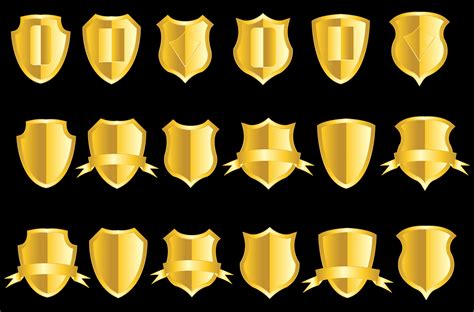 Icon Set Golden Shields Graphics Graphic By Zie Project · Creative Fabrica