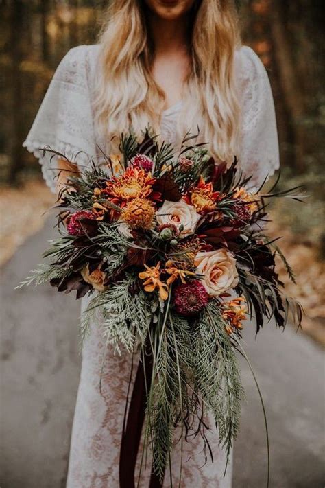 ️ Top 20 Rust Sunset Dusty Orange Wedding Bouquets For Fall Fall