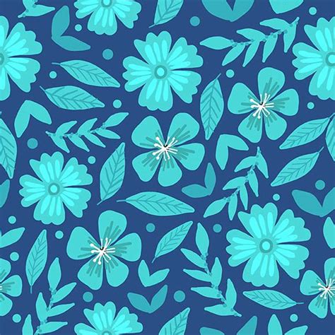 Floral Seamless Pattern In Blue Free Vector Wowpatterns