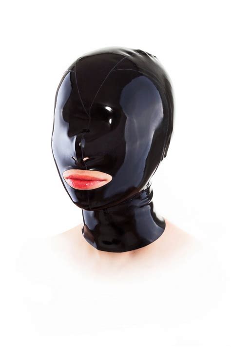 Latex Mask With Translucent Face And Holes For Mouth And