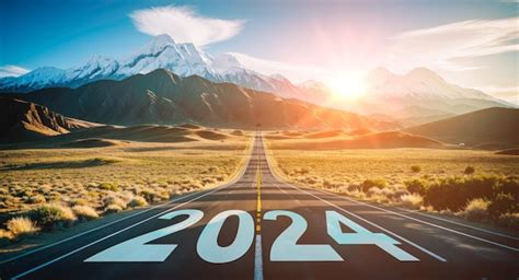 2024 Ano Novo Estrada De Asfalto Preto Com Números De Ano Novo 2024