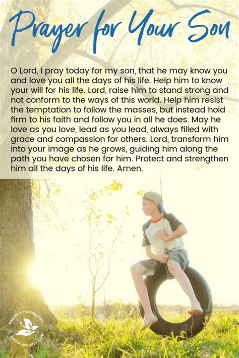 Prayer For Your Son Prayer And Possibilities