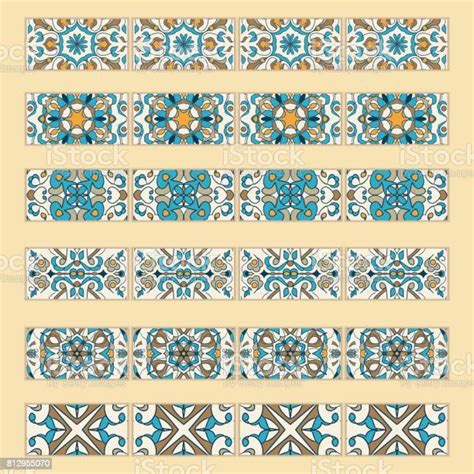 Vector Set Of Decorative Tile Borders Collection Of Colored Patterns