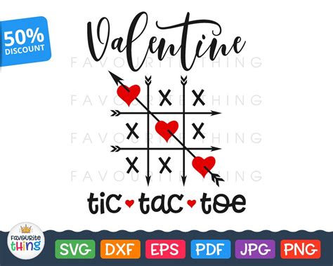 Tic Tac Toe Svg Valentine Design Hearts And Arrows Cut File For Etsy