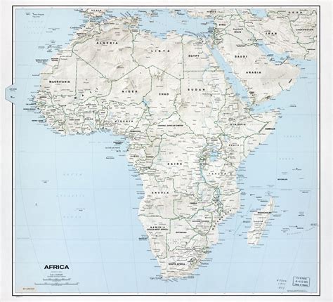 Gran Escala Del Mapa Político Detallada De África Con Alivio Marcas De Capitales Grandes