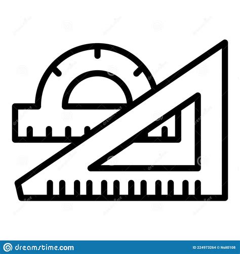 Protractor Angle Ruler Icon Outline Style Stock Vector Illustration