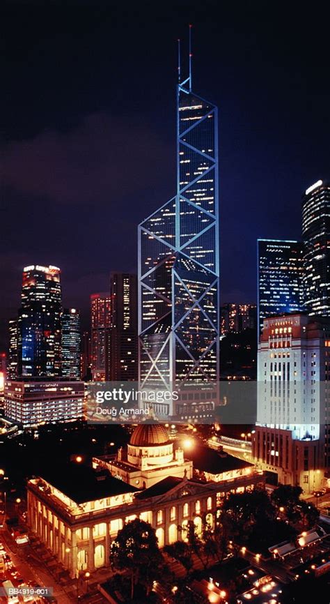 Hong Kong Hong Kong Island Bank Of China At Night High Res Stock Photo