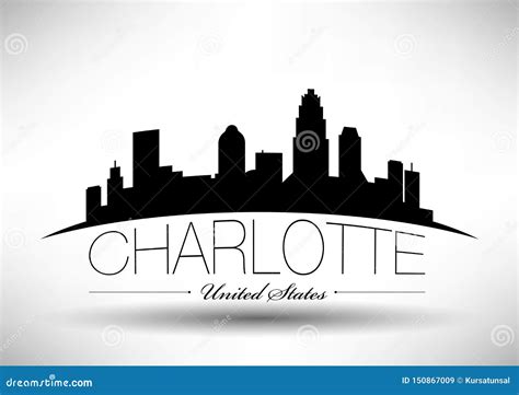 Charlotte City Skyline North Carolina Usa Vector