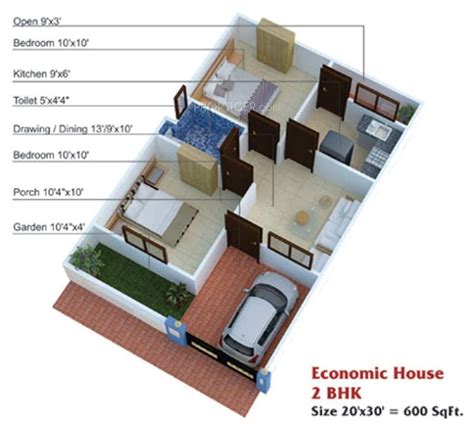 20×40 House Plan 2bhk 600 Sq Ft House Plans 2 Bedroom Apartment Plans 2bhk House Plan Open