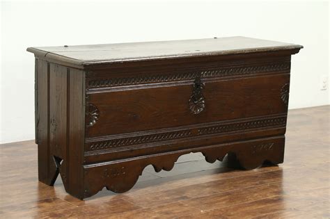 Cassone Italian 1747 Dated Antique Oak Marriage Chest Or Dowry Trunk