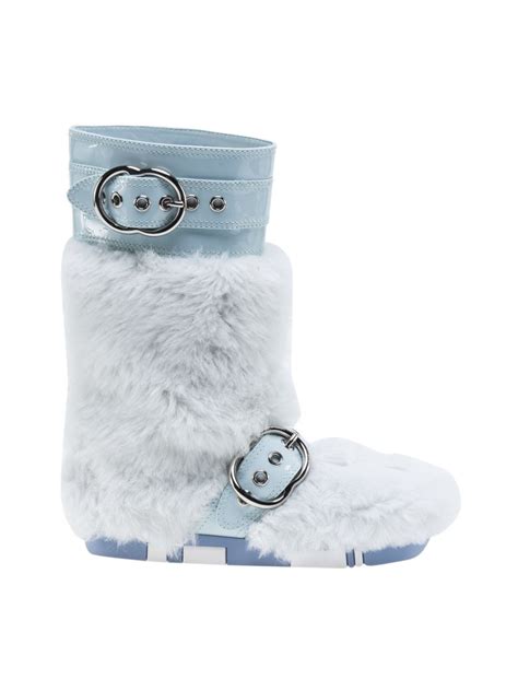 Miu Miu Miu Miu Fur Boots Light Blue Womens Boots Italist