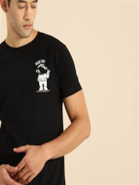 Buy Bewakoof Men Black Printed Round Neck Pure Cotton T Shirt Tshirts