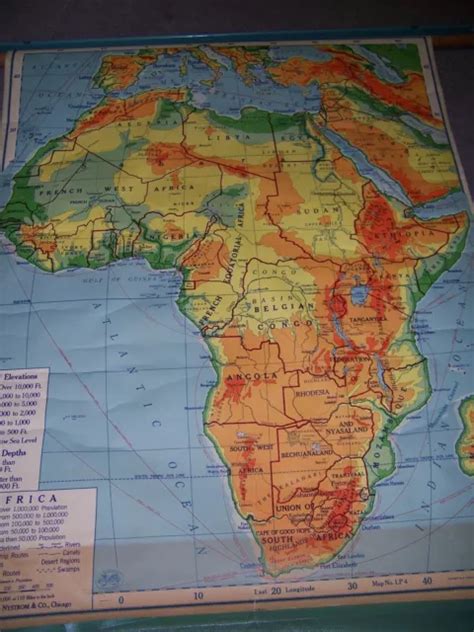 Cool Vintage Africa Continent Map School Pull Down Style Nystrom 8999