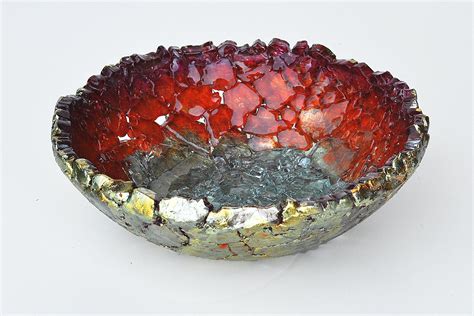 Orange Red Yellow By Mira Woodworth Art Glass Bowl Artful Home