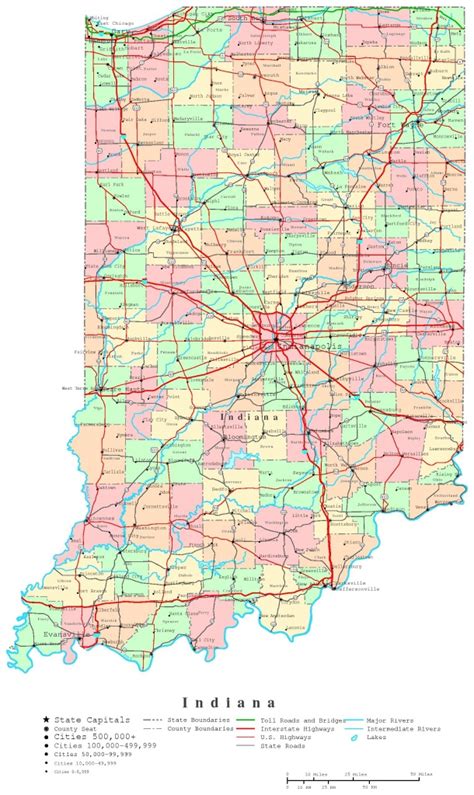 Road Map Of Indiana With Cities Indiana State Map Printable