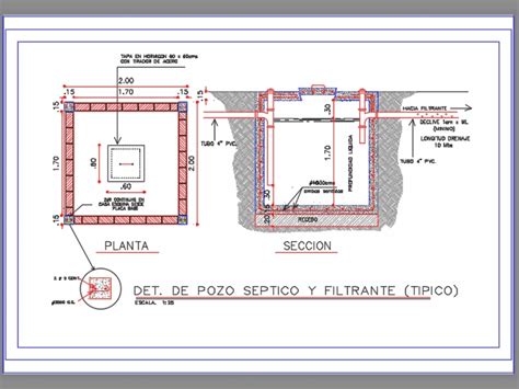Detalle Pozo Septico En AutoCAD Descargar CAD 331 47 KB Bibliocad