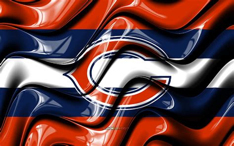 Chicago Bears Flag Orange And Blue 3d Waves Nfl American Football