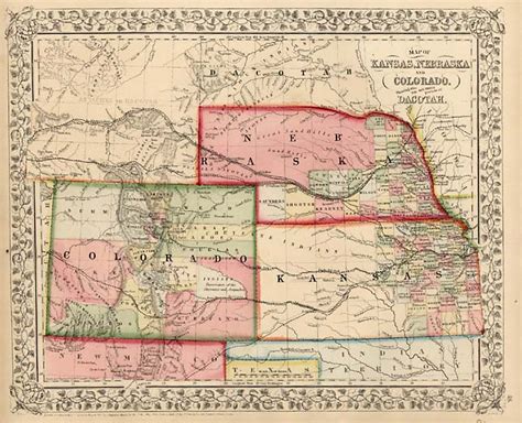 Map Of Kansas Nebraska And Colorado Showing Also The Southern Portion Of Dacotah Barry
