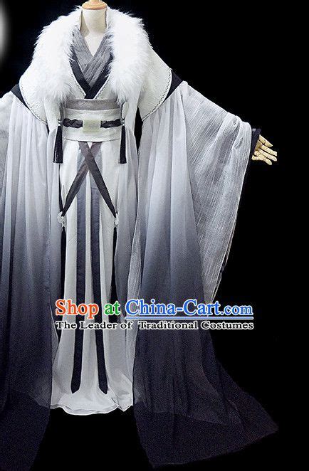 White Black Ancient Chinese Chancellor Garment Hanfu Costumes High