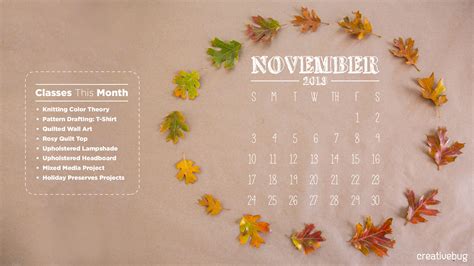November Desktop Calendar - Creativebug Blog