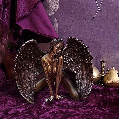 Finish Kneeling Nude Winged Female Statue The Fallen Angel Kneel Down