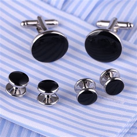 Buy 6pieces3pair Cuff Link Set Round Black