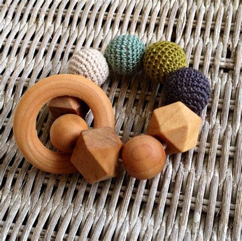Crochet And Wood Teething Toy Etsy Wood Teething Toys Teething