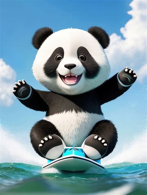 Cute Panda Surfing Aranyos Szörföző Panda Megaport Media