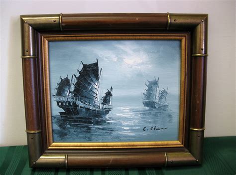 Chinese Junk Original Oil Painting By C Chan Etsy