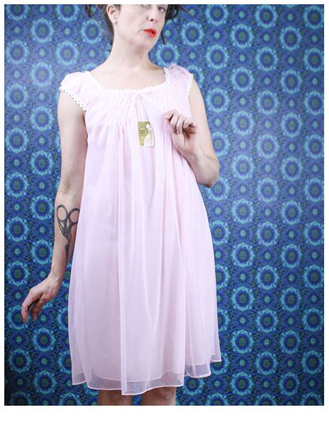 60s Pink Babydoll Night Gown Nos Talla Small Etsy