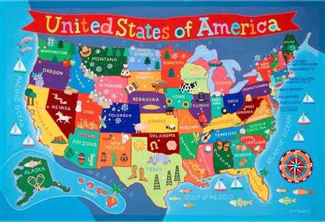 United States Map Usa Map For Kids United States Wall Desk Map 18 X