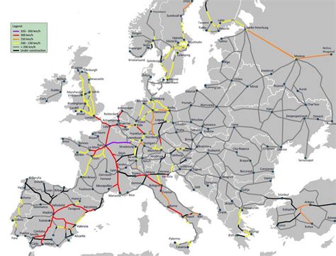 High Speed Railroad Map In Europe Europe Train Europe Train Travel