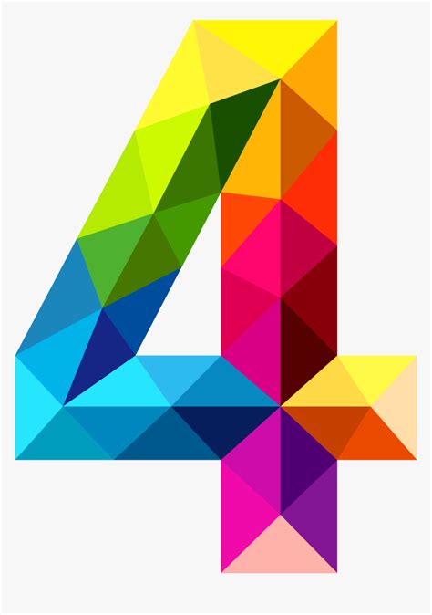 Colourful Triangles Number Four Png Clipart Image Number 4 Clipart