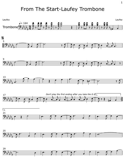 From The Start Laufey Trombone Sheet Music For Trombone