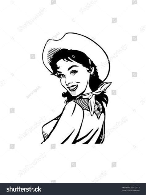 Cute Cowgirl 2 Retro Clip Art Stock Vector Royalty Free 56413918 Shutterstock