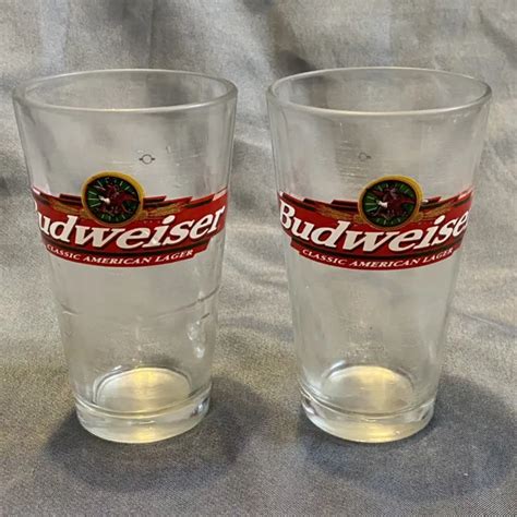 2 Budweiser Classic American Lager Clear Pint Beer Bar Glasses 990